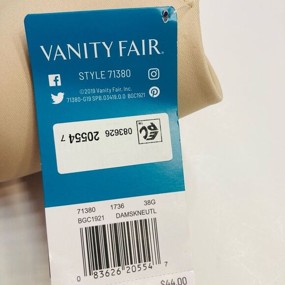 Vanity Fair 71380 Beauty Back Full Figure Wireless Smoothing Bra 38G Damask NEW - Picture 8 of 10